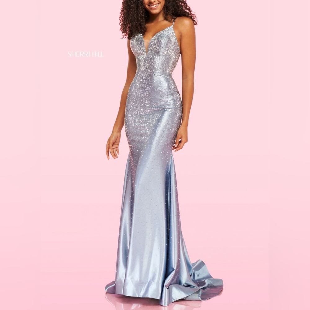 Sherri Hill Prom Dress 54273 size 6 blue/silver